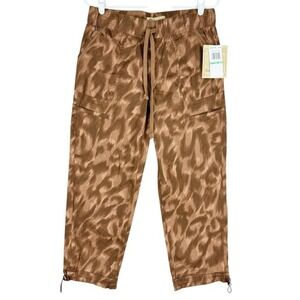 Democracy Women's Pull-on Elastic/Drawstring Waist Brown Cropped Pant Size 8 NWT